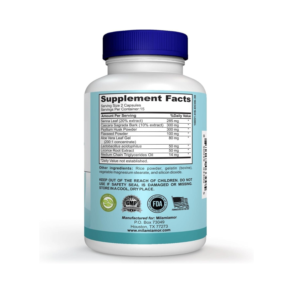 15 Day Cleanse – Gut & Colon Detox Supplement with Senna, Cascara & Psyllium Husk – 30 Capsules