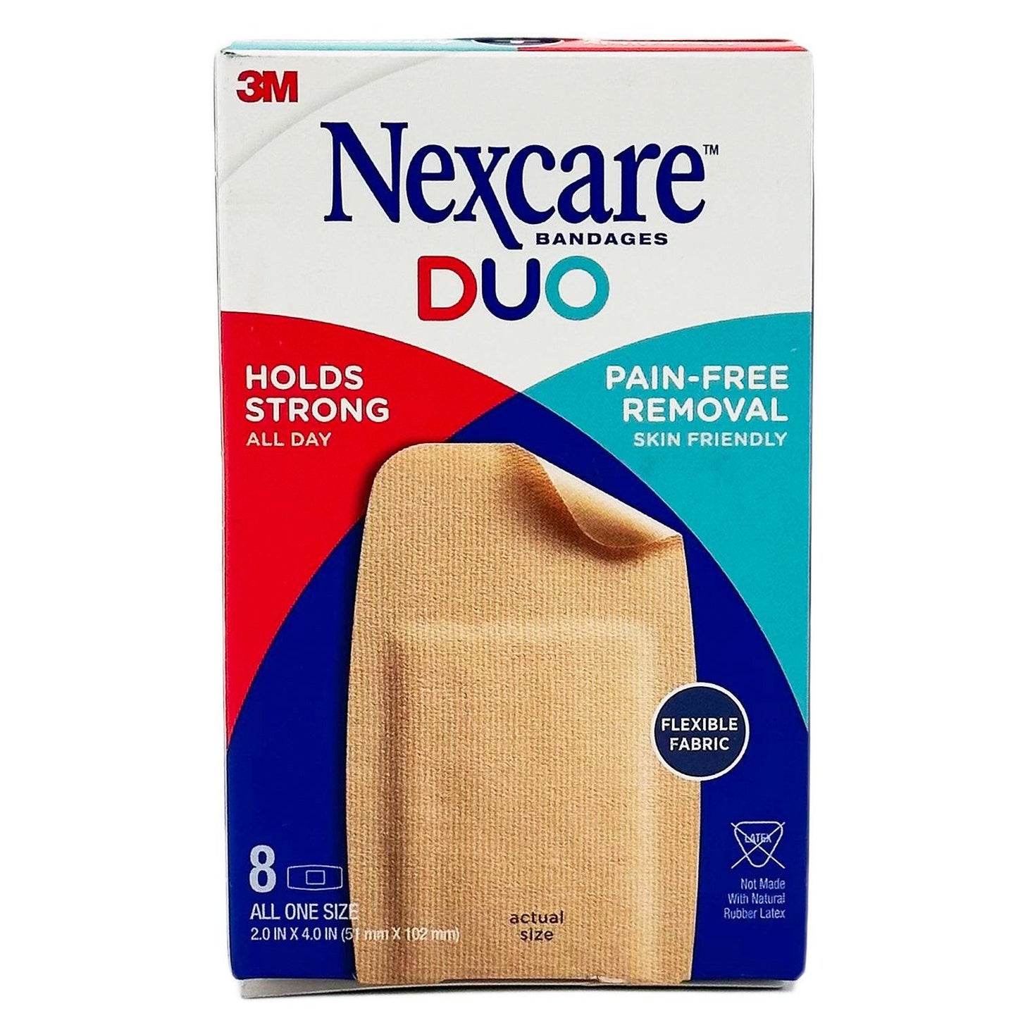 3M Nexcare Duo Bandages 2 Inch by 4 Inch Strong Hold Flexible Fabric | 8 Count - Home Revival Shop