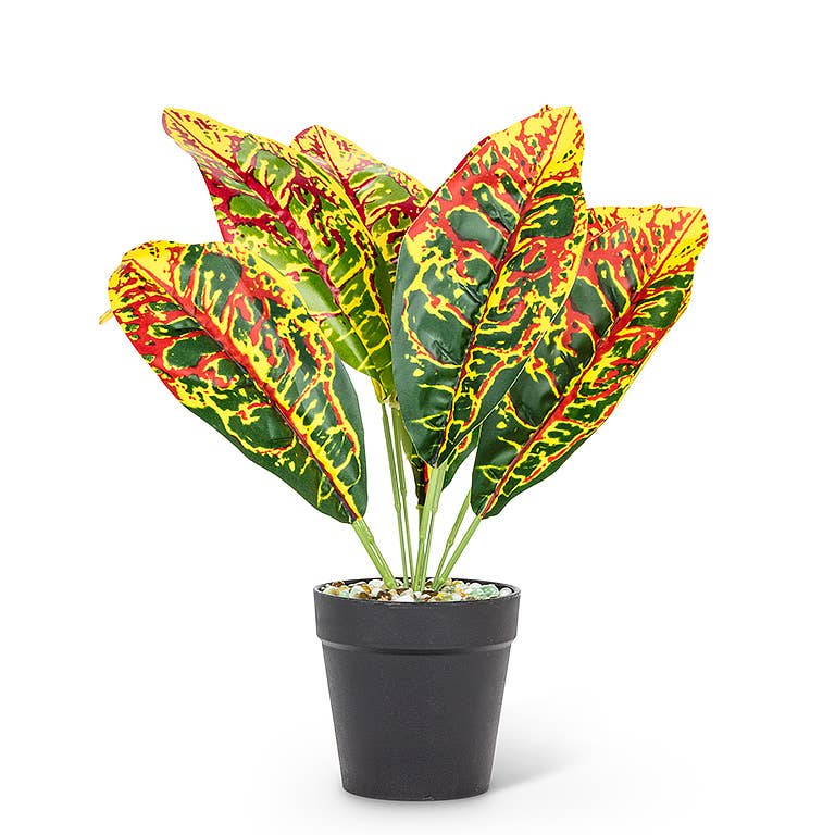 Artificial Plant, Red & Yellow Leaf 12" H - Abbott