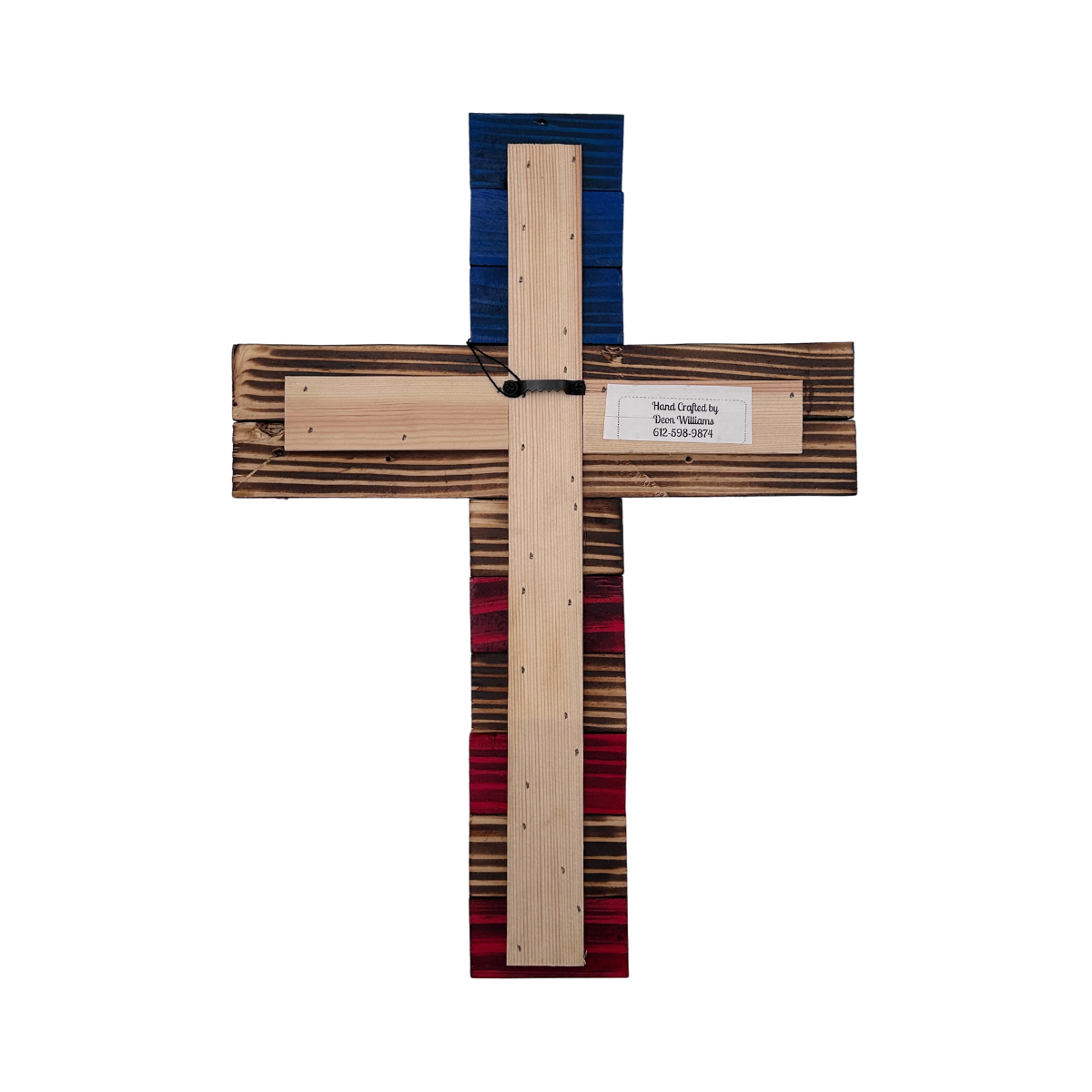 Handmade Wooden Americana Cross Wall Art – Patriotic Stars & Stripes Design – Made in Minnesota