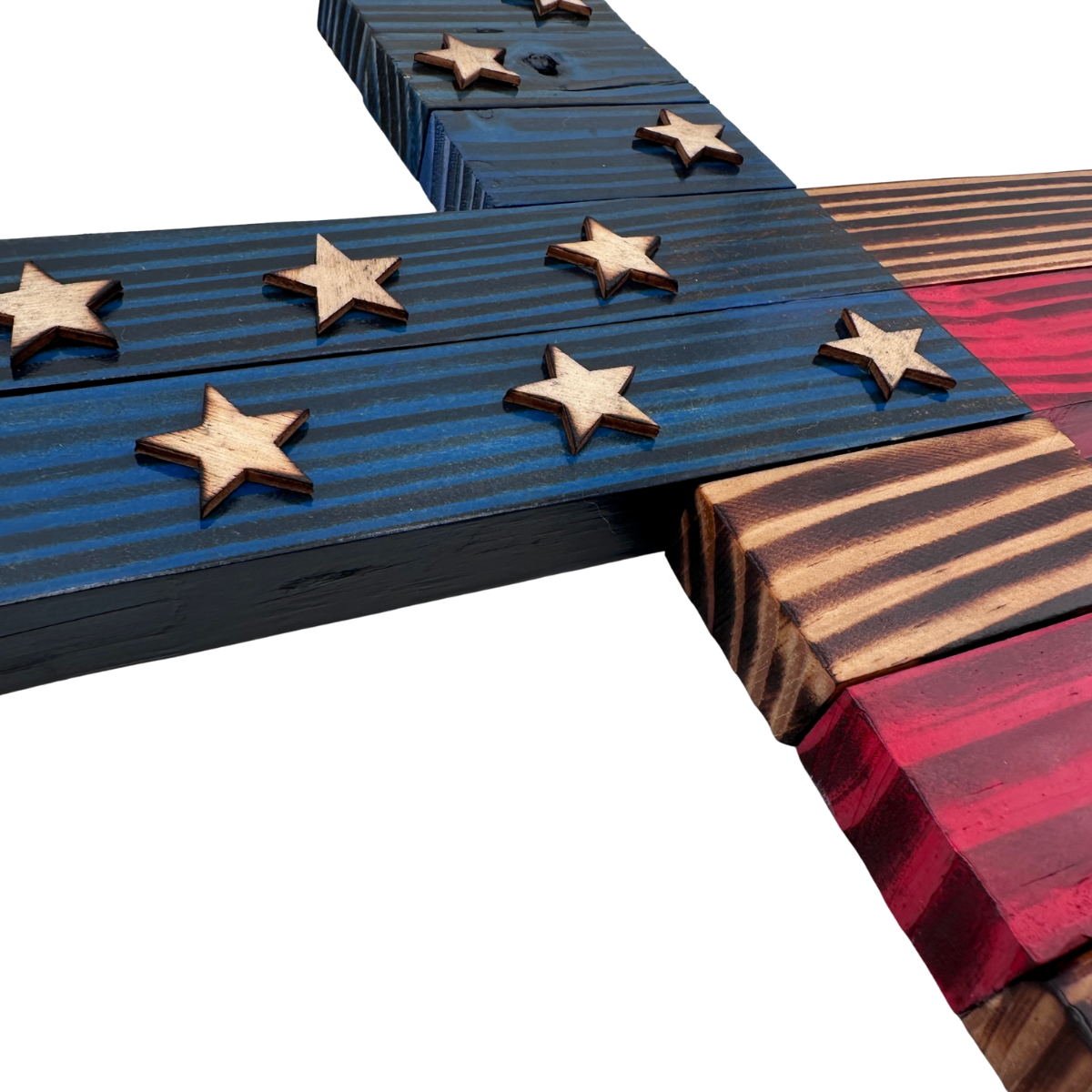 Handmade Wooden Americana Cross Wall Art – Patriotic Stars & Stripes Design – Made in Minnesota