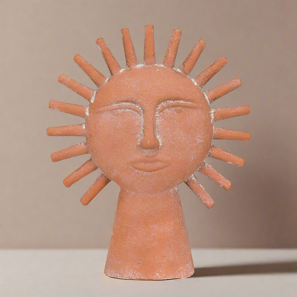 Sun Ray Face Decor, Terracotta 12"H - Abbott