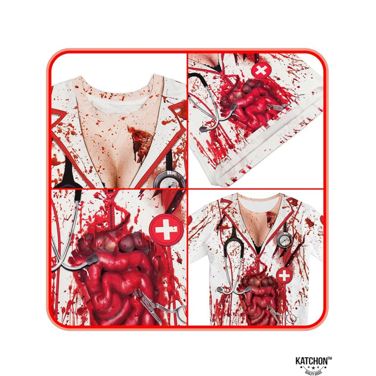KatchOn Halloween Bloody Nurse Costume for Women – Zombie Nurse Dress XL