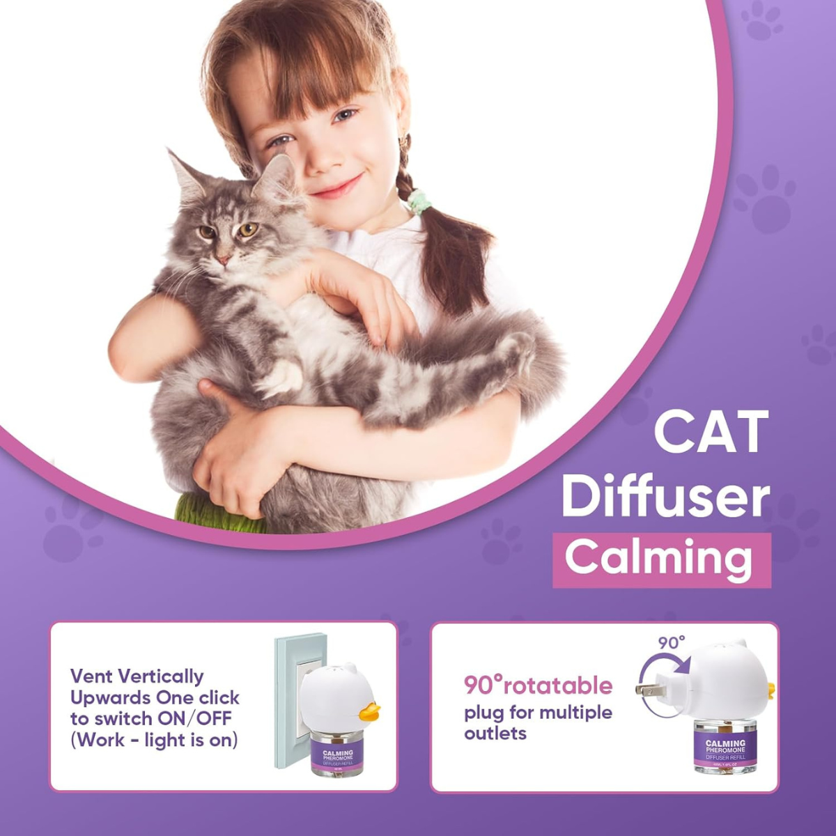 Cat Calming Pheromone Diffuser Kit – 2 Diffusers + 4 Refills (48ml) – Stress & Anxiety Relief for Cats