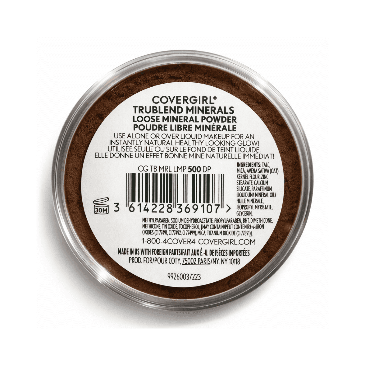 CoverGirl TruBlend Minerals Loose Mineral Powder container with label on a white background