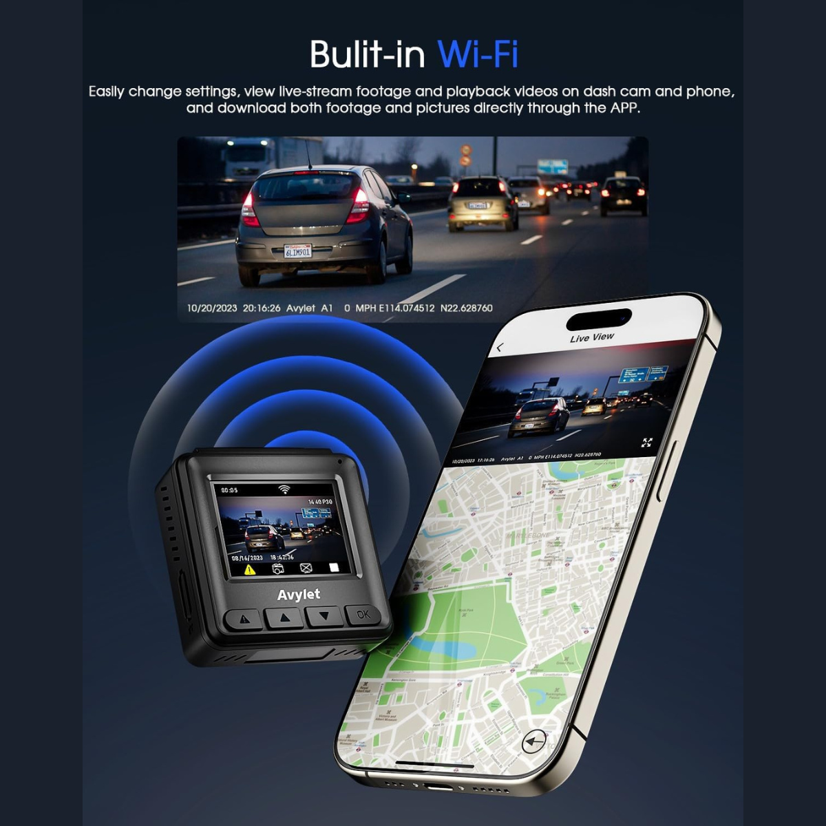 Dash Cam, WiFi 2k Loop Recording - Avylet - I Spy Deals