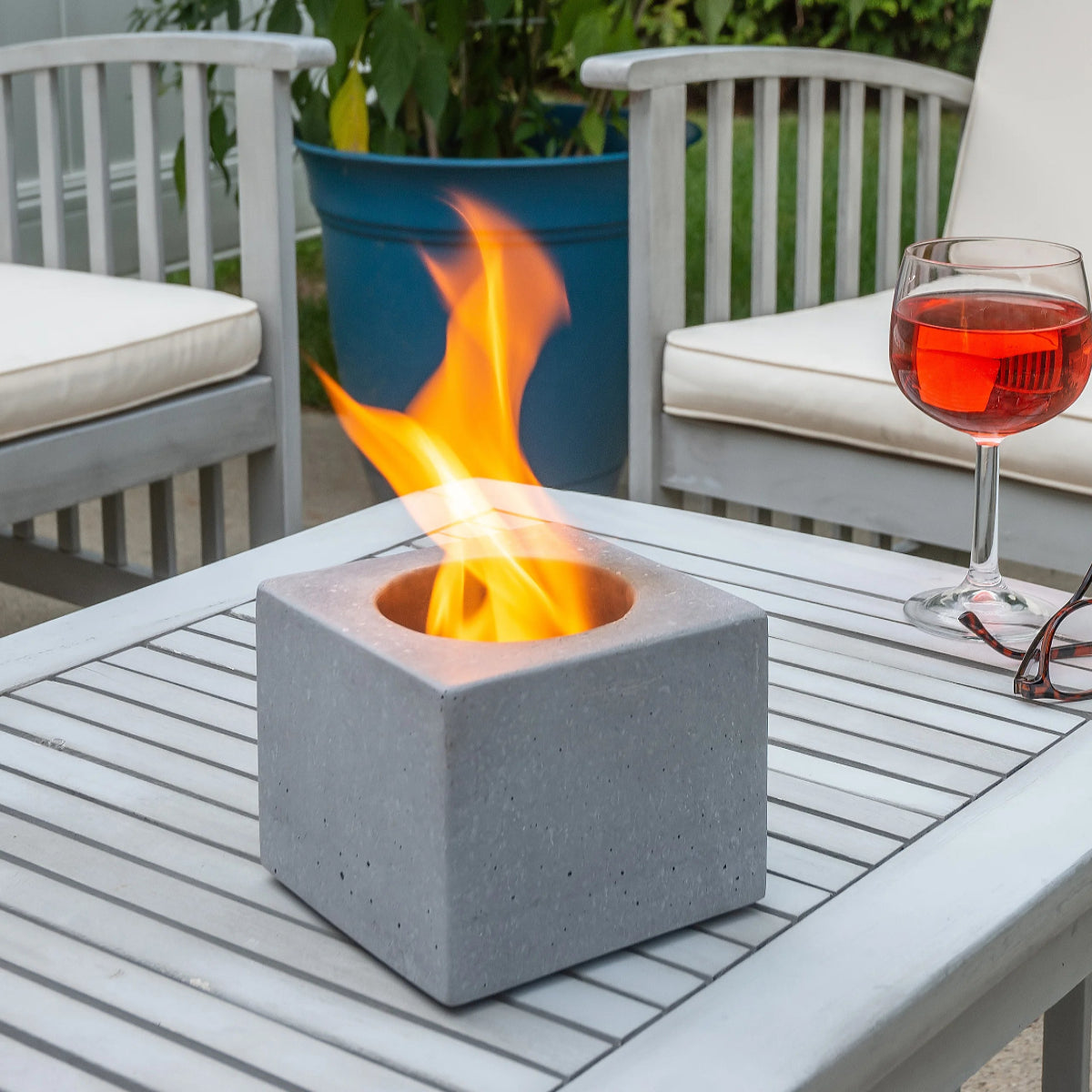 Tabletop Fire Pot, Cement - Concrete Encounter