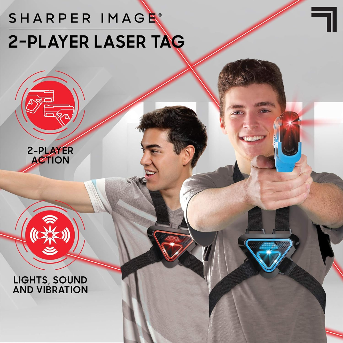 Sharper Image Laser Tag Set with Vests – 2-Player Electronic Blaster Game