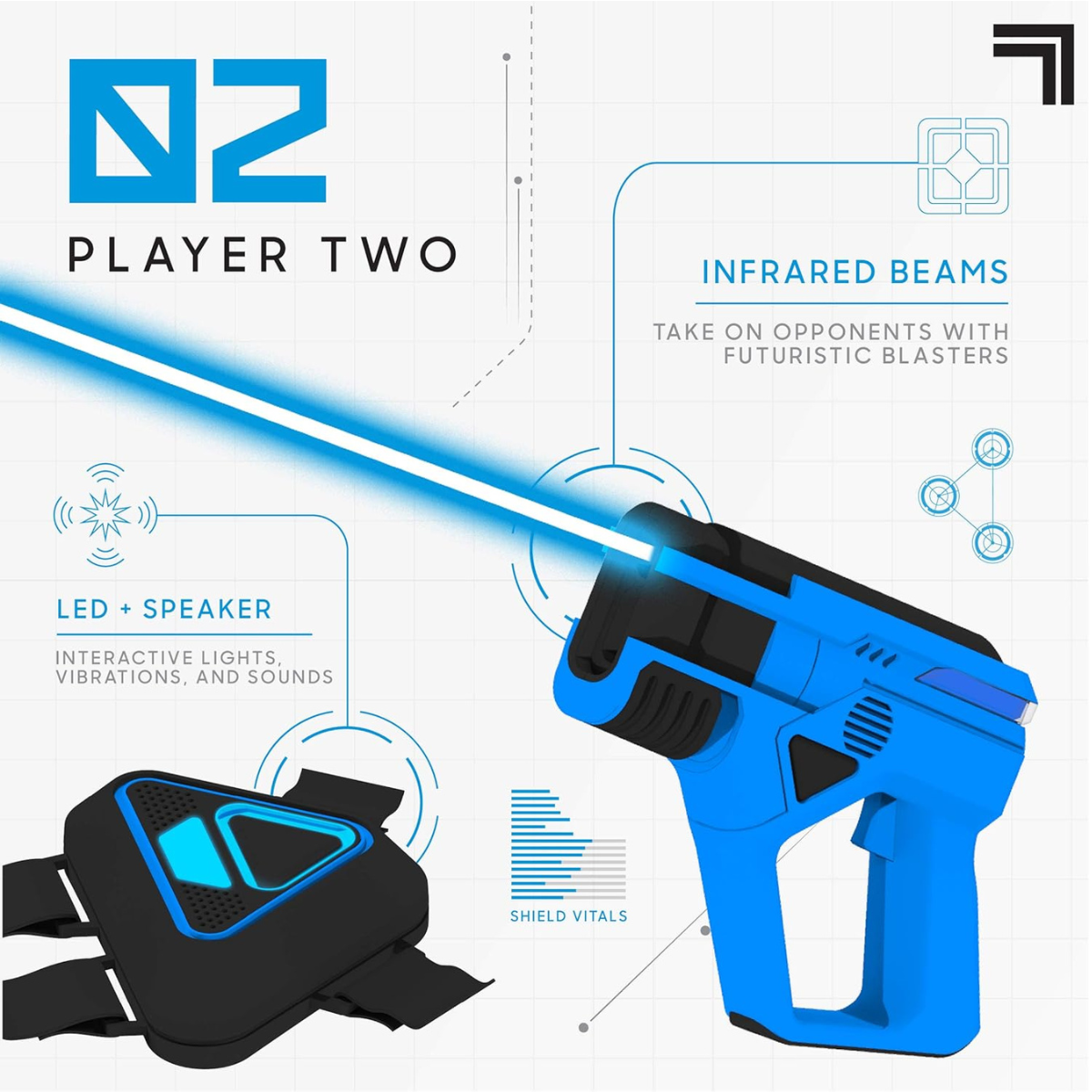 Sharper Image Laser Tag Set with Vests – 2-Player Electronic Blaster Game
