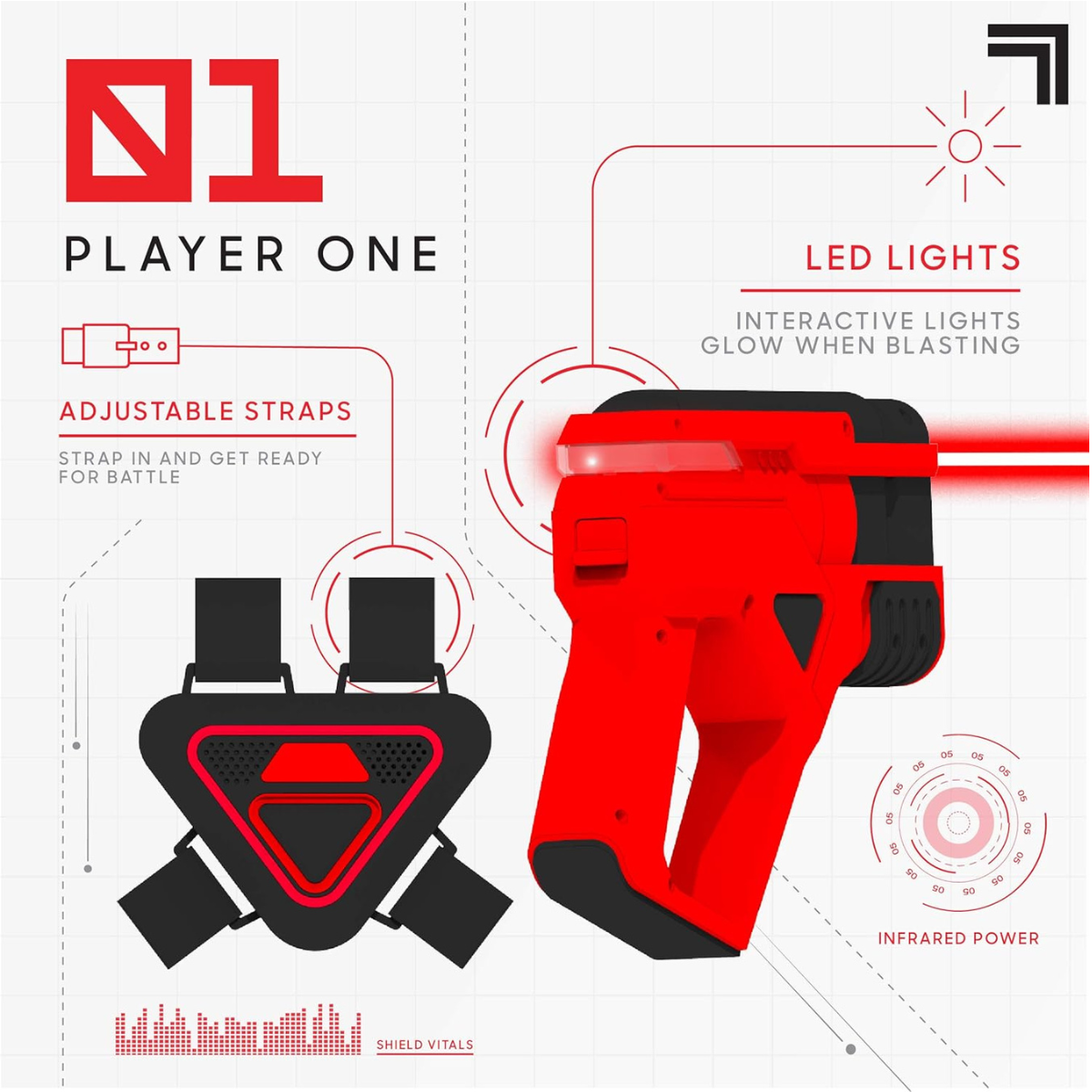Sharper Image Laser Tag Set with Vests – 2-Player Electronic Blaster Game