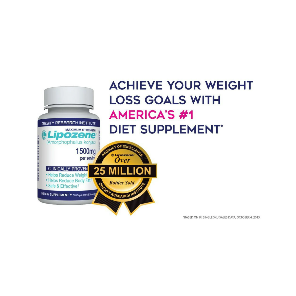 Lipozene Maximum Strength Weight Loss Capsules – 60 Count (Konjac Root)