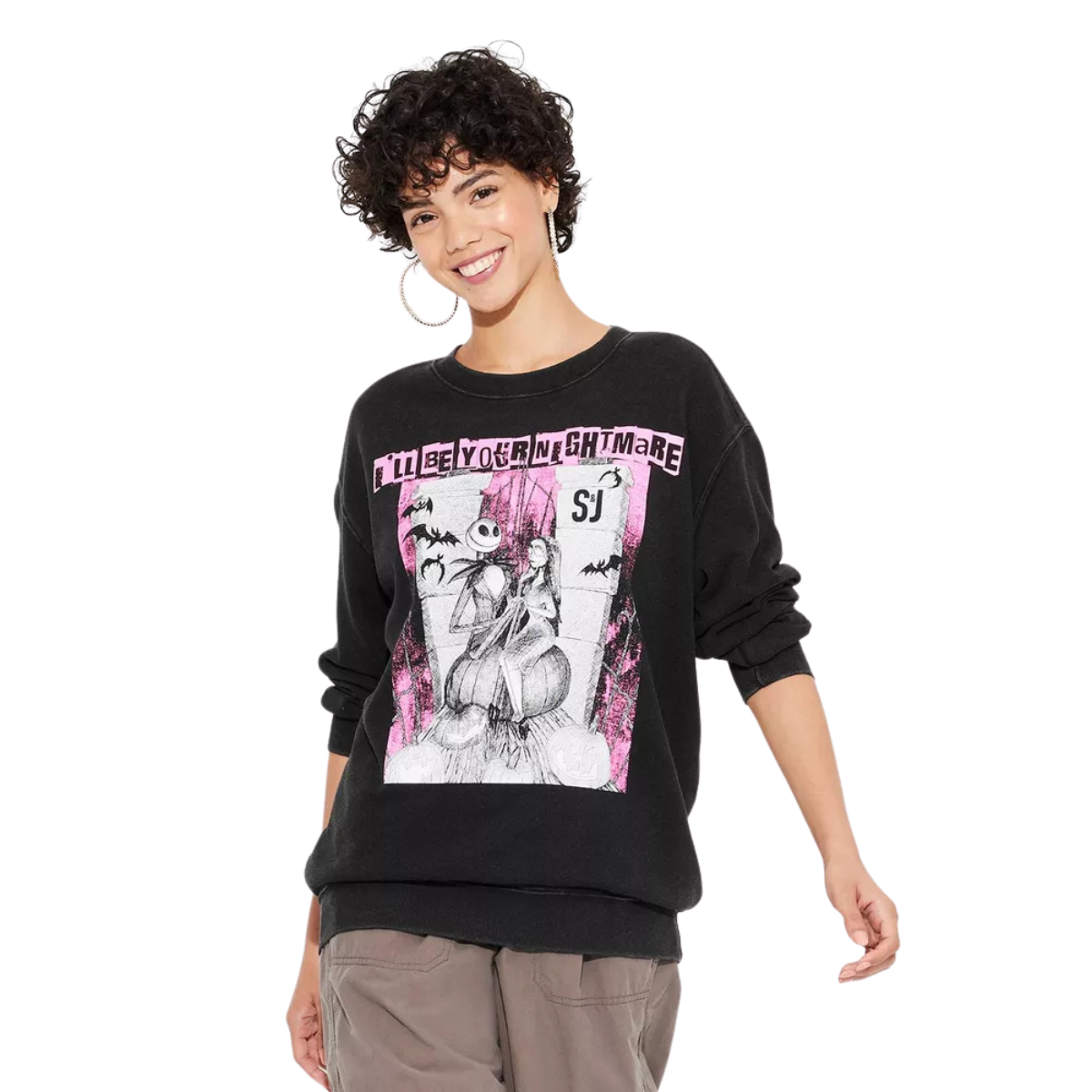 Women’s Nightmare Before Christmas “I’ll Be Your Nightmare” Graphic Sweatshirt – Black