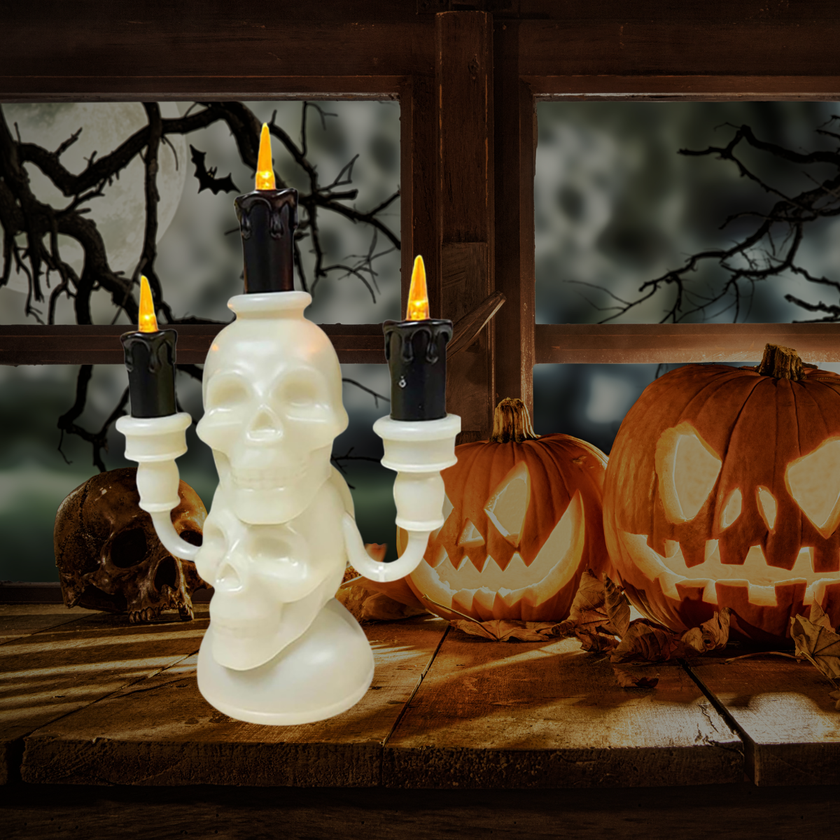 Skull Candle Light – Gothic LED Flameless Candle Halloween Horror Decor