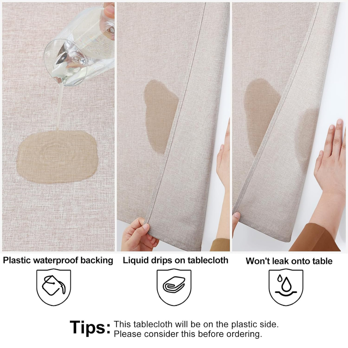 Rectangle Tablecloth, Waterproof - Faux Linen 70 x 52 in. | Smiry