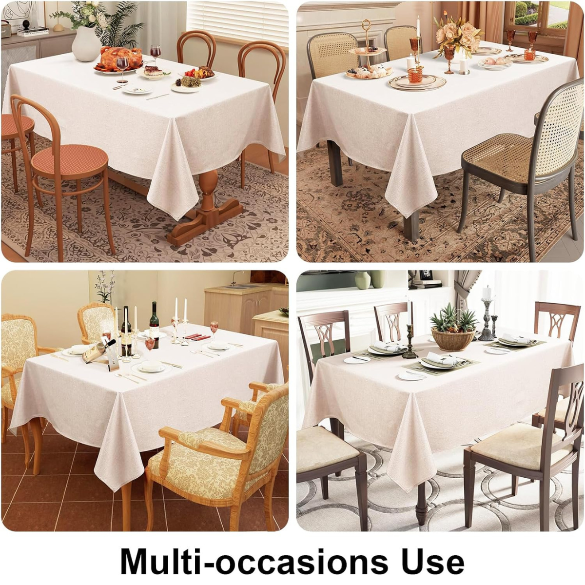 Rectangle Tablecloth, Waterproof - Faux Linen 70 x 52 in. | Smiry