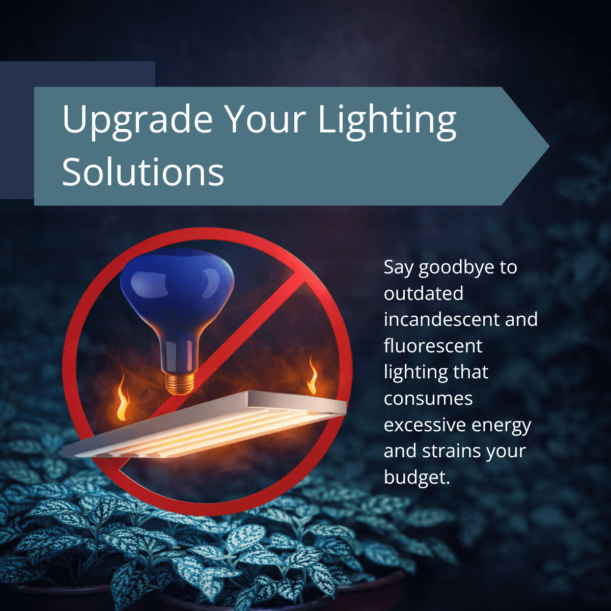 Visual comparison promoting SmokePhonics Blue Spectrum LED Grow Light Bulb 11W over incandescent and fluorescent lighting options.