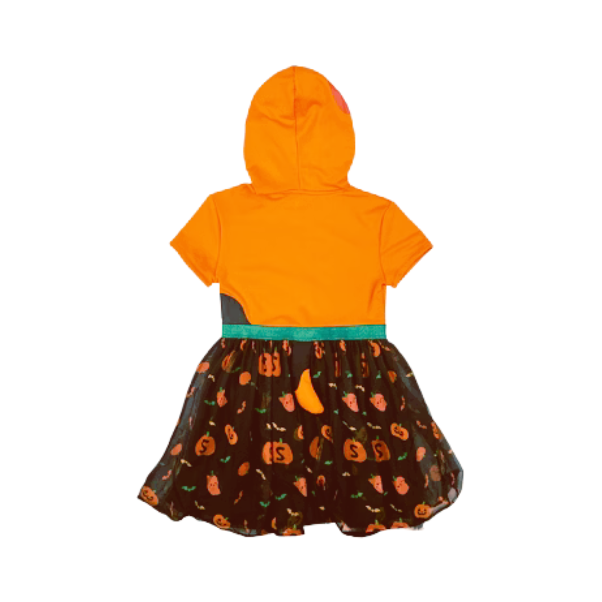 Girls' Squishmallows Halloween Cosplay Cat Pumpkin Dress – Black & Orange