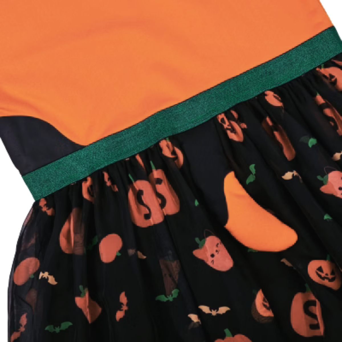 Girls' Squishmallows Halloween Cosplay Cat Pumpkin Dress – Black & Orange