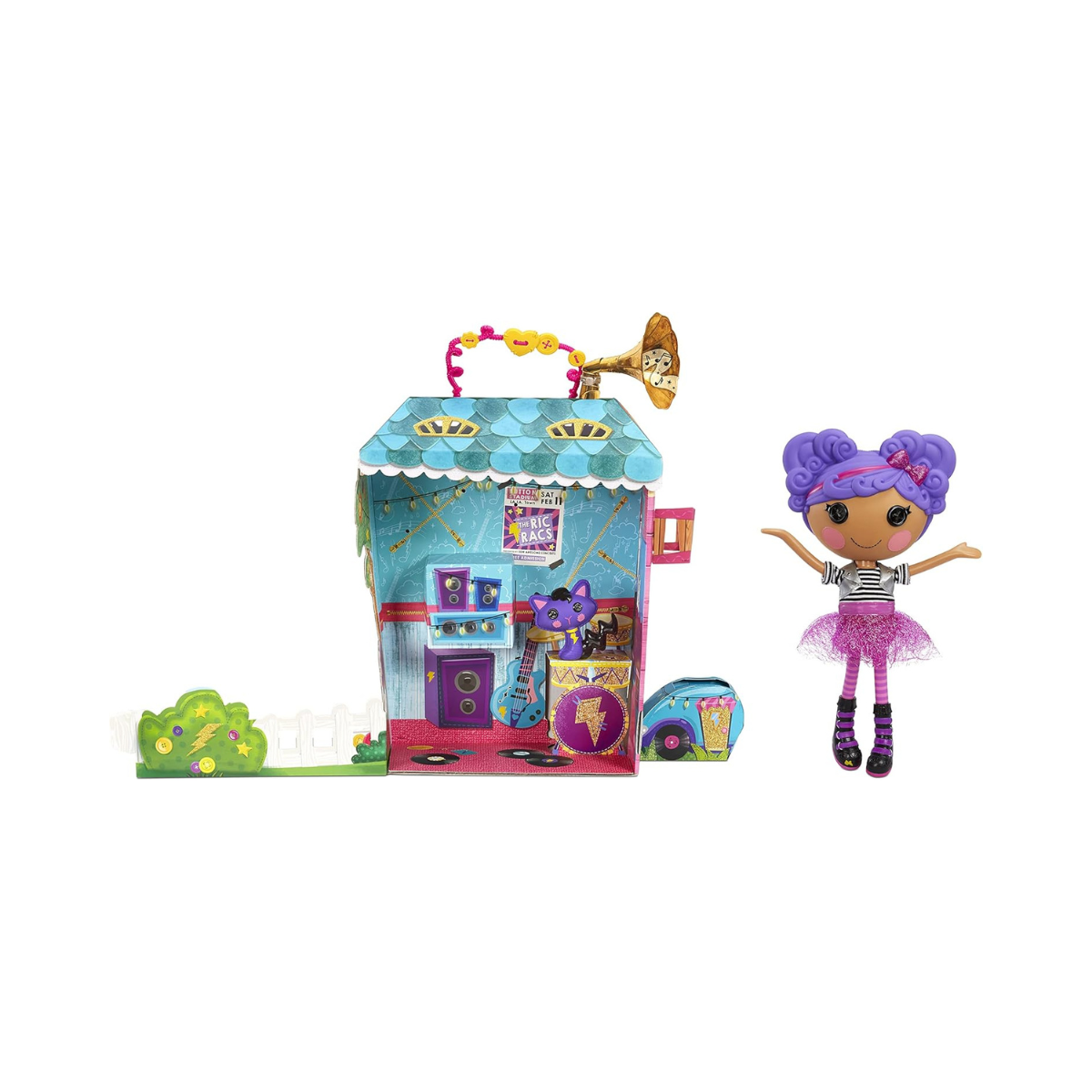 Lalaloopsy Storm E. Sky Doll with Pet Cool Cat – 13" Rocker Musician Doll & Reusable House Playset