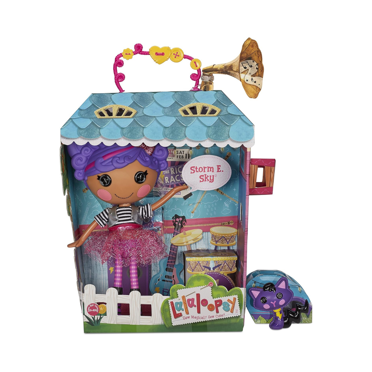 Lalaloopsy Storm E. Sky Doll with Pet Cool Cat – 13" Rocker Musician Doll & Reusable House Playset