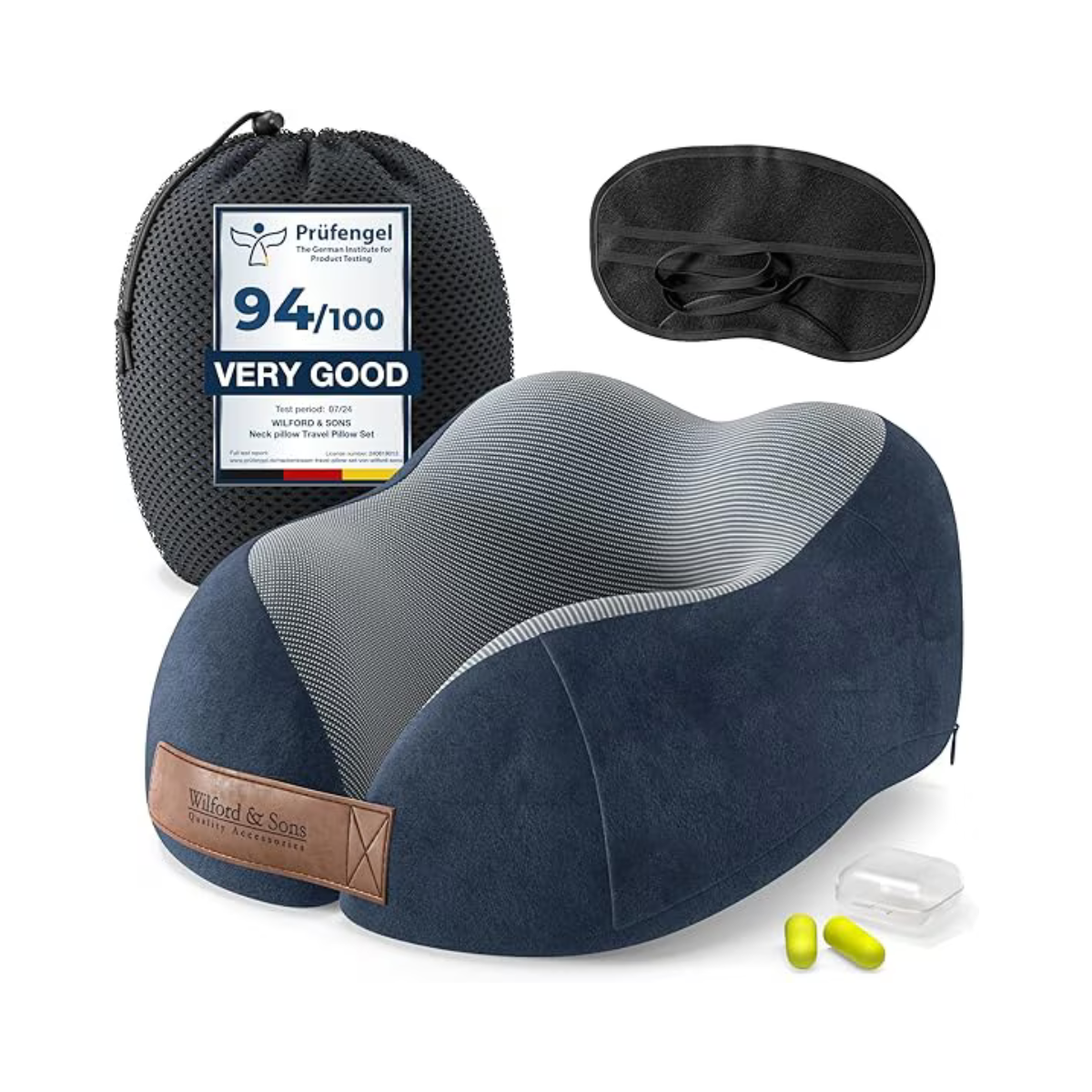 Deluxe Travel Set, Neck Pillow - Wilford & Sons