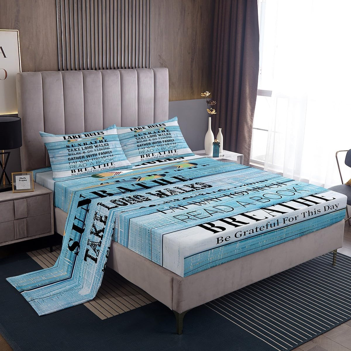 Twin Printed Sheet Set, 'Lake Rules' 3-Piece - Erosebridal