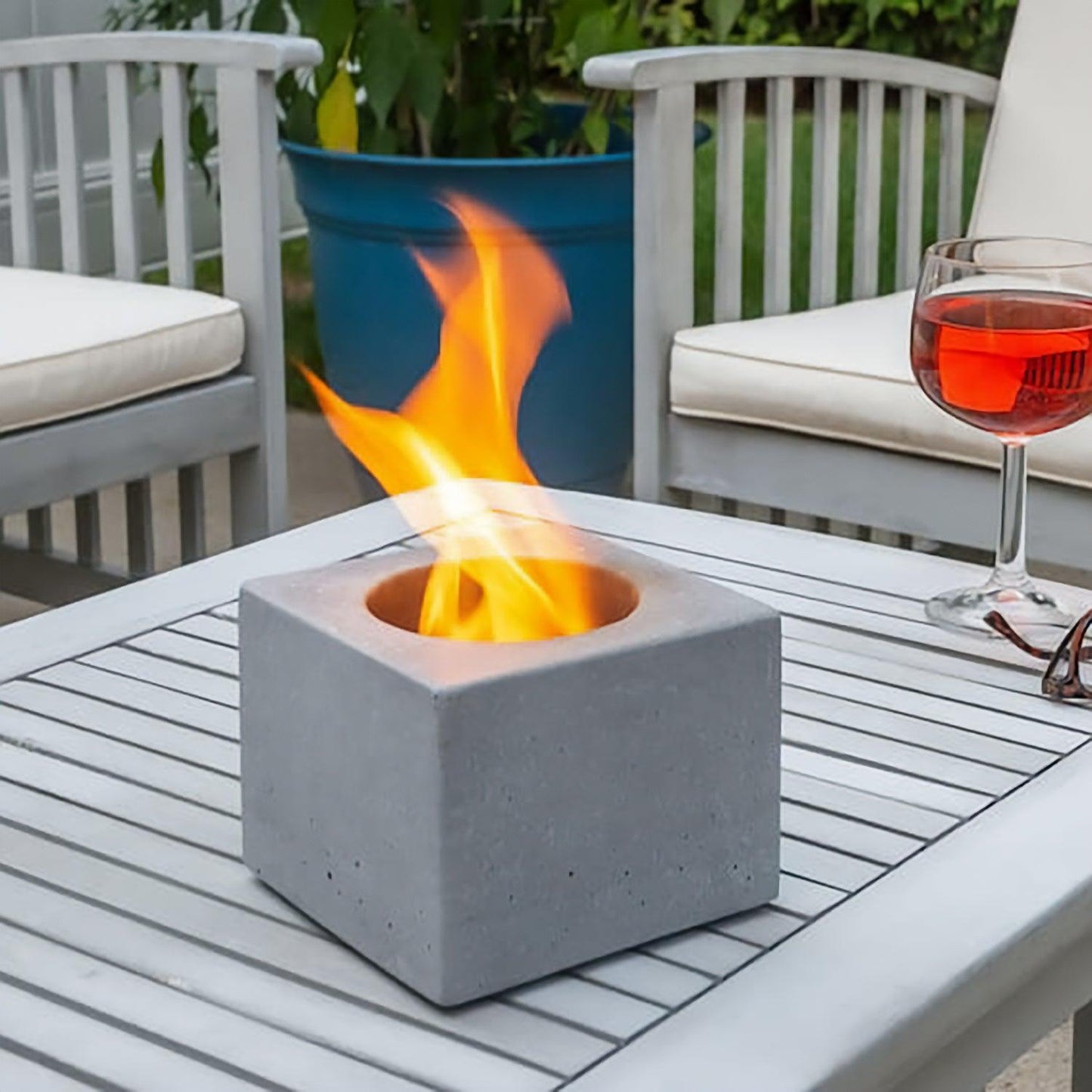 concrete encounter | modern square table top fire pot | burns isopropyl alcohol - Home Revival Shop
