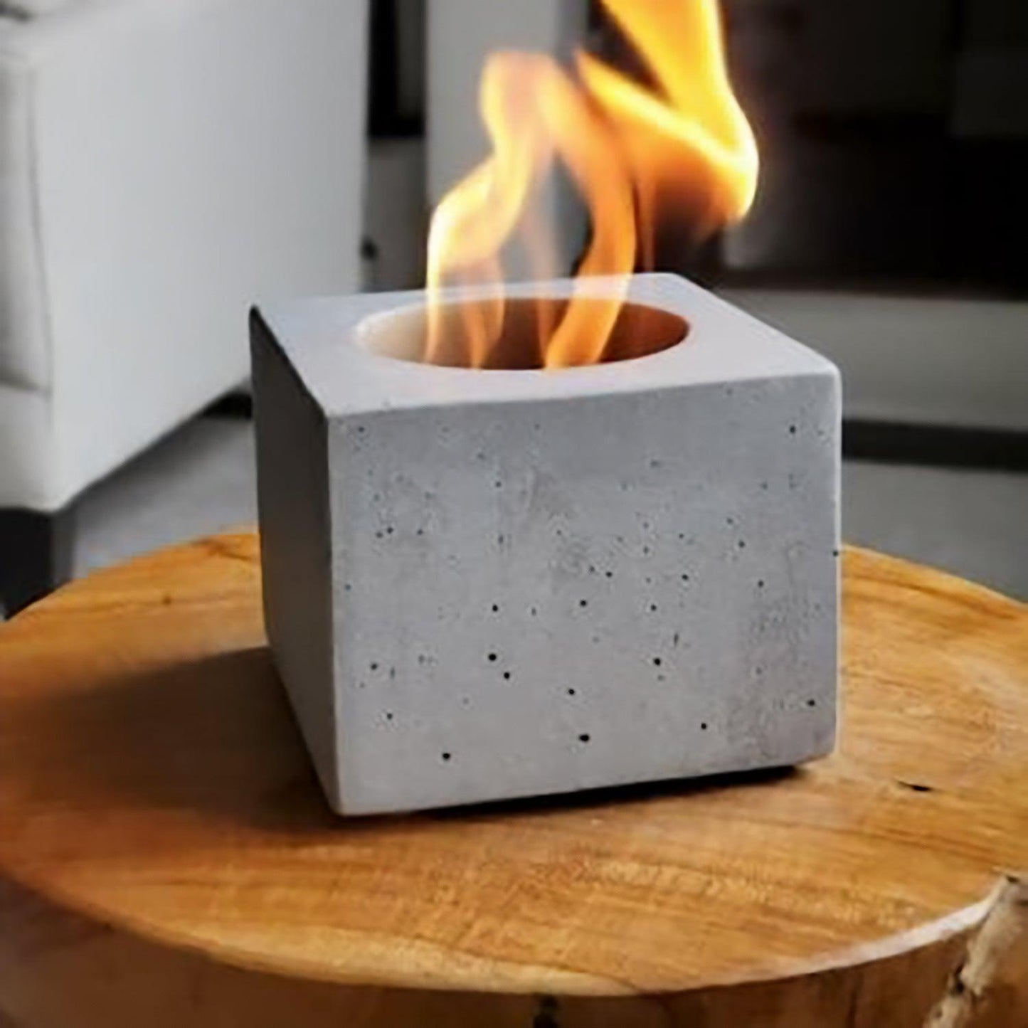 concrete encounter | modern square table top fire pot | burns isopropyl alcohol - Home Revival Shop
