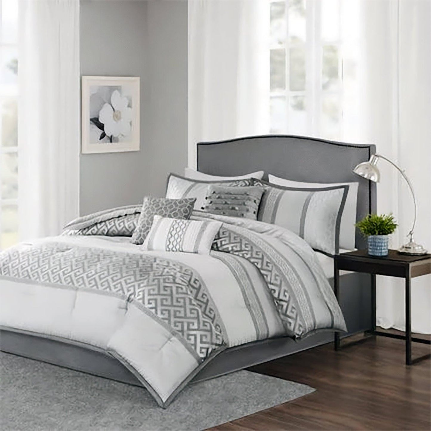 Madison Park 7-Piece William Bennett Jacquard Comforter Set in Gray | King Size - Home Revival Shop