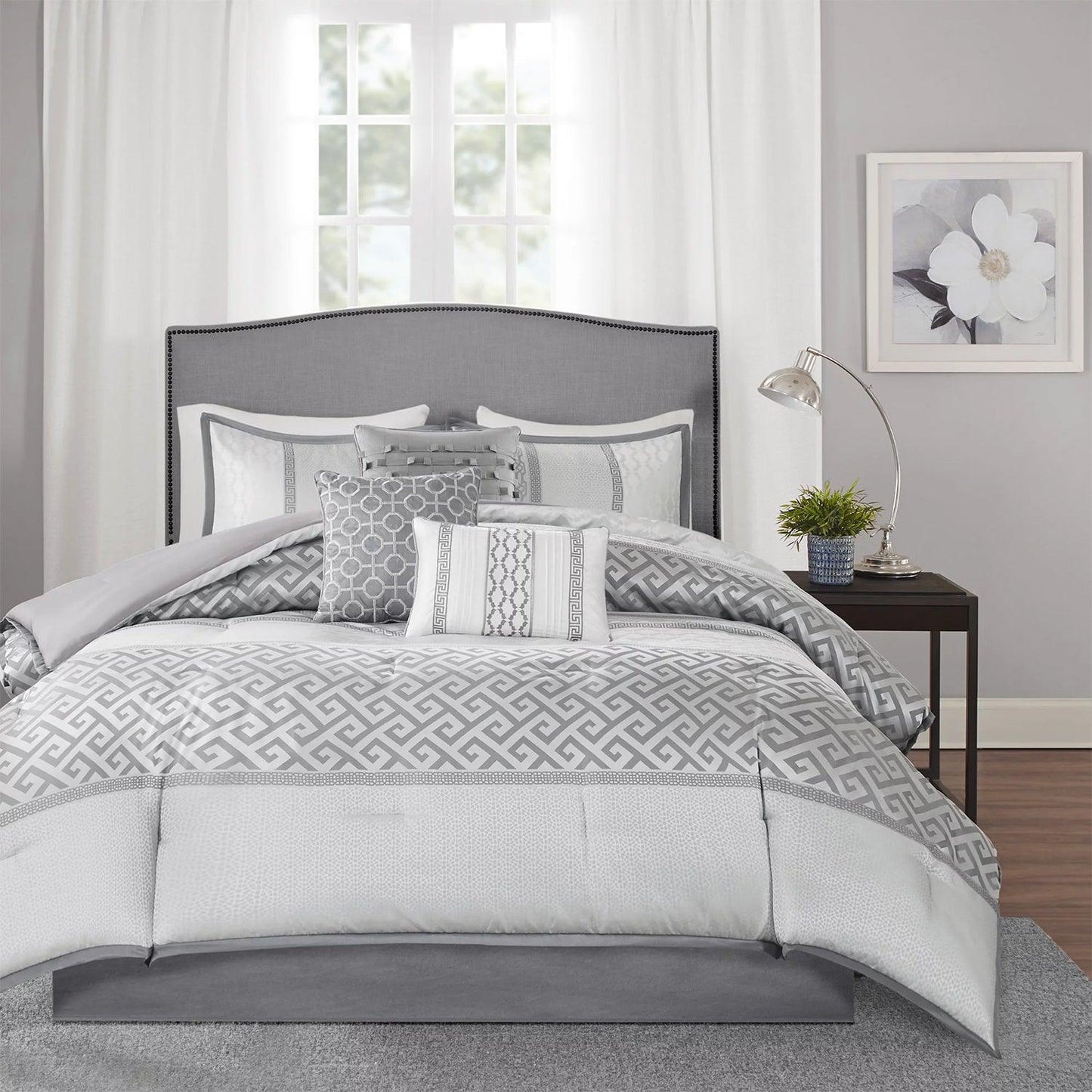 Madison Park 7-Piece William Bennett Jacquard Comforter Set in Gray | King Size - Home Revival Shop