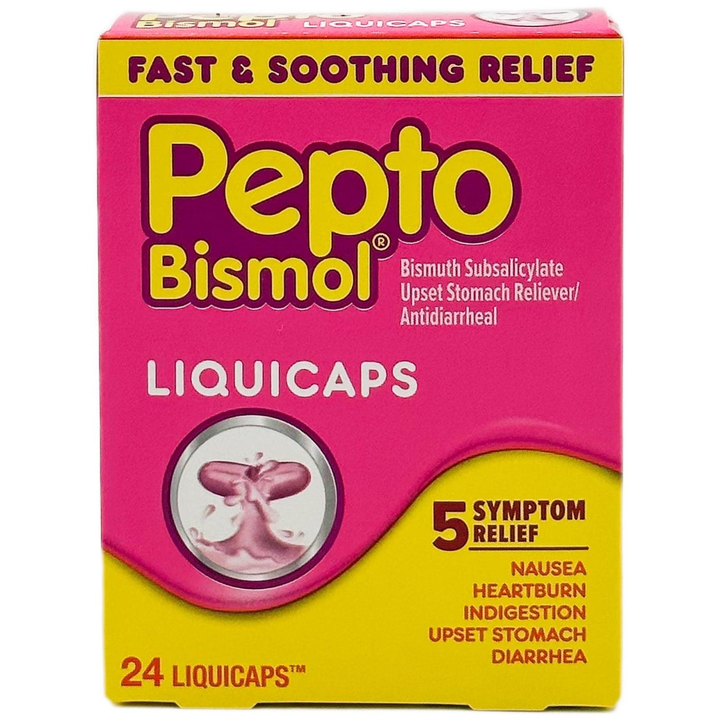 Pepto Bismol Liquicaps Fast & Soothing Relief 24 Count | BEST BY 07/24 - Home Revival Shop