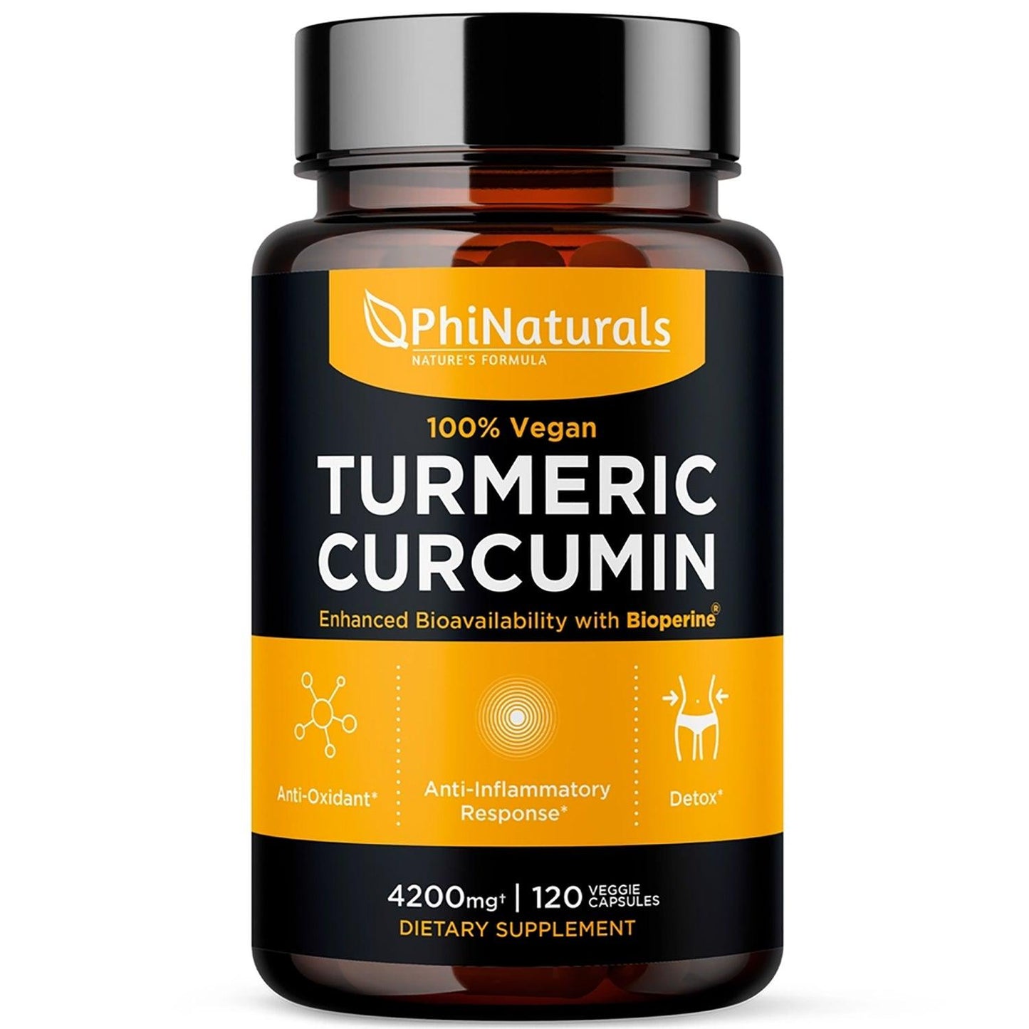 PhiNaturals Turmeric Curcumin Vegan Supplement 4,200 mg - 120 Veggie Capsules - Home Revival Shop