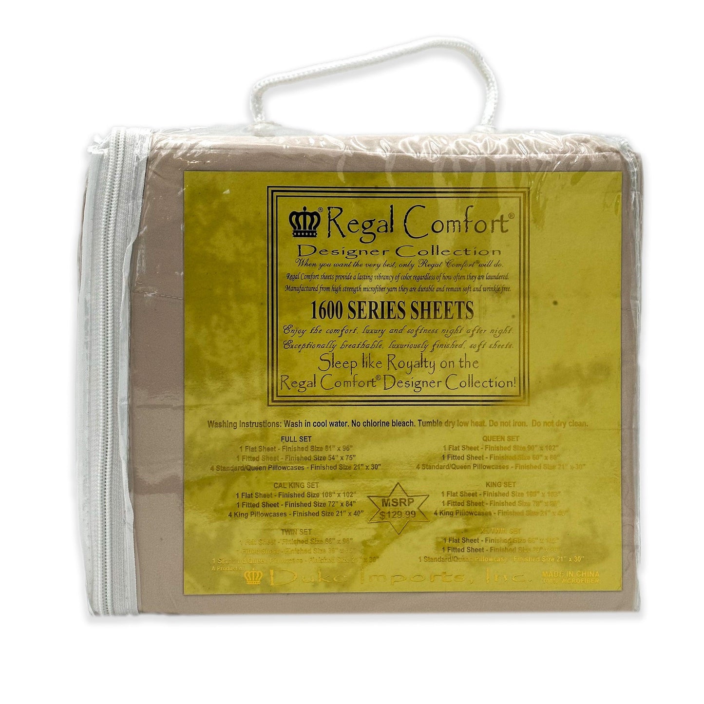 regal comfort | designer collection 1600 6 pc sheet set, beige | cal. king - Home Revival Shop