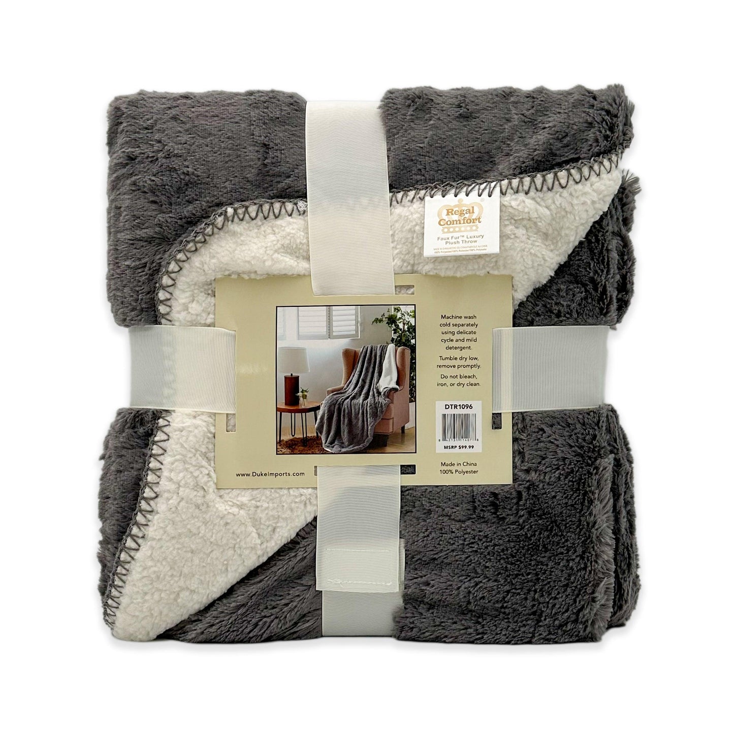 regal comfort | gray fur sherpa throw | 50" by 70" - Home Revival Shop