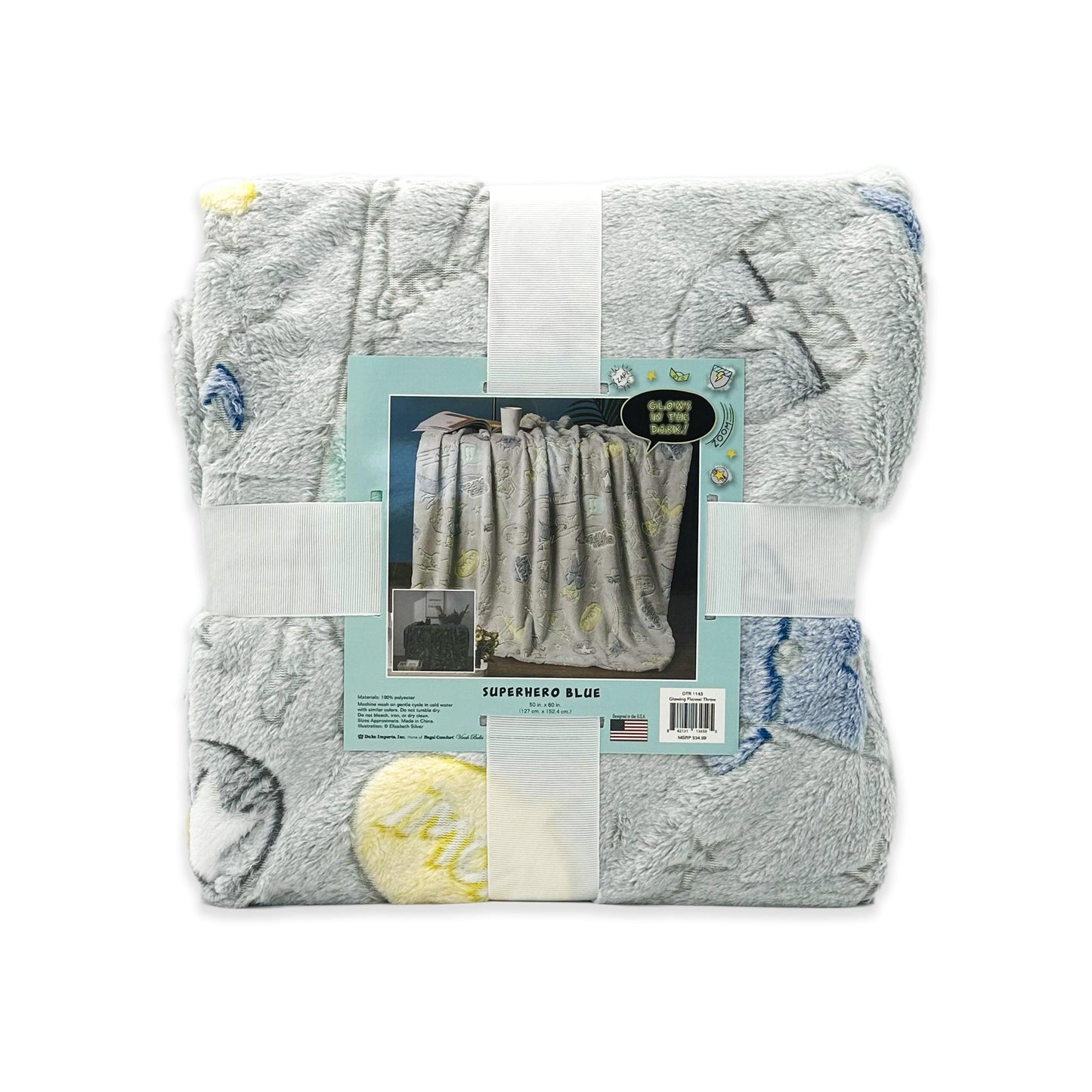 regal comfort | luxury plush glow throw | superhero blue | 50" by 60" - Home Revival Shop