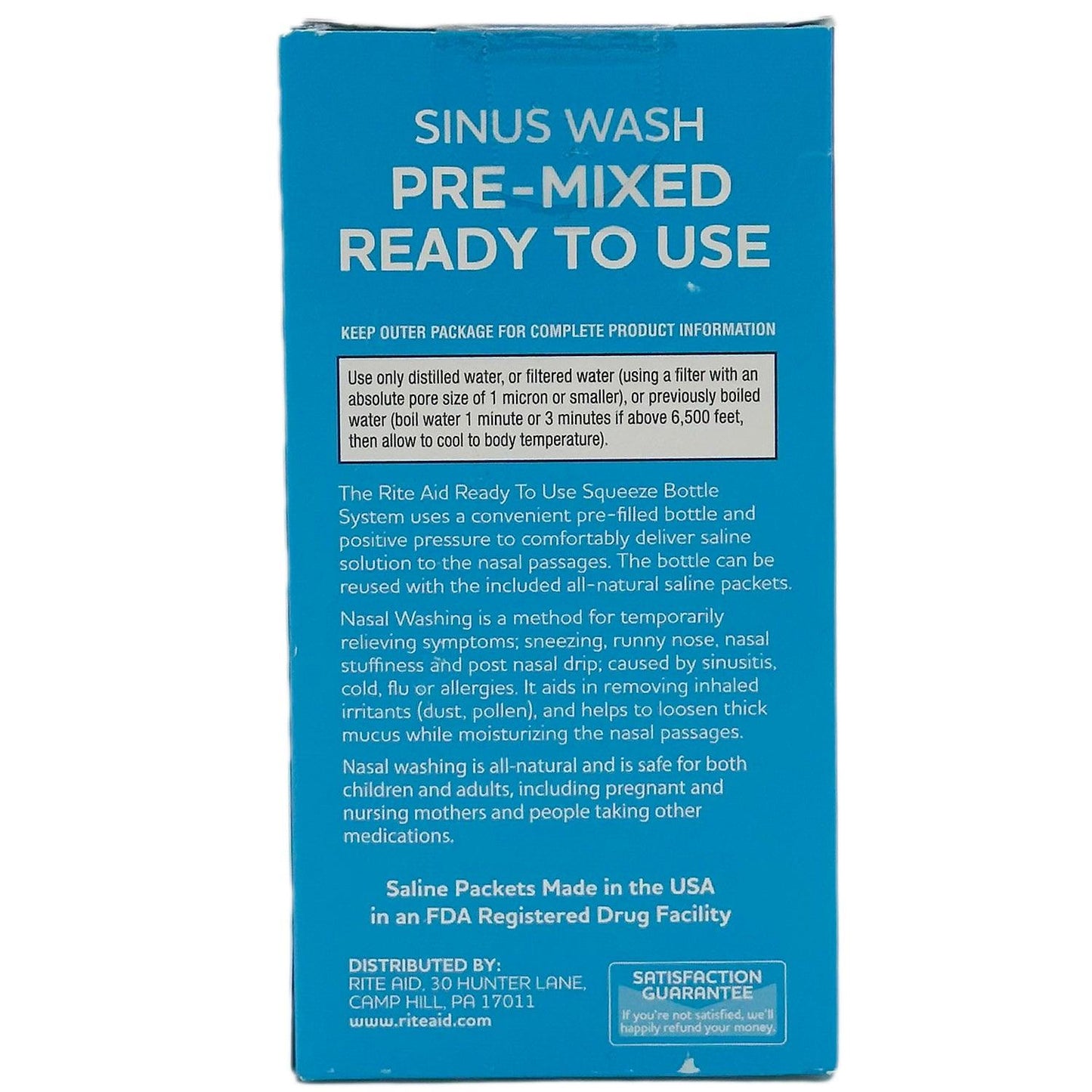 Rite Aid Sinus Wash Pre-Mixed Ready to Use | Bottle is Reusable | BEST BY 09/24 - Home Revival Shop