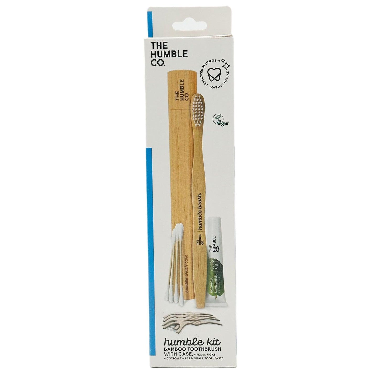 The Humble Co. Bamboo Toothbrush With Case Plus Floss, Cotton Swab & Toothpaste - Home Revival Shop