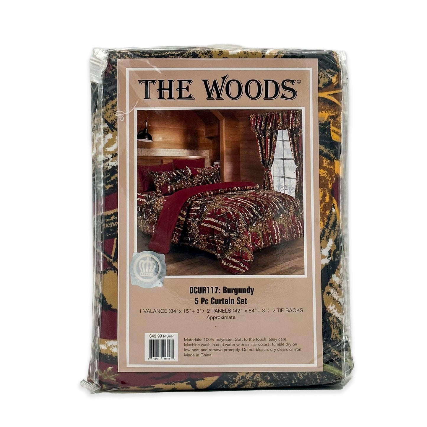 the woods | 5 pc. curtain set | burgundy camouflage nature - Home Revival Shop