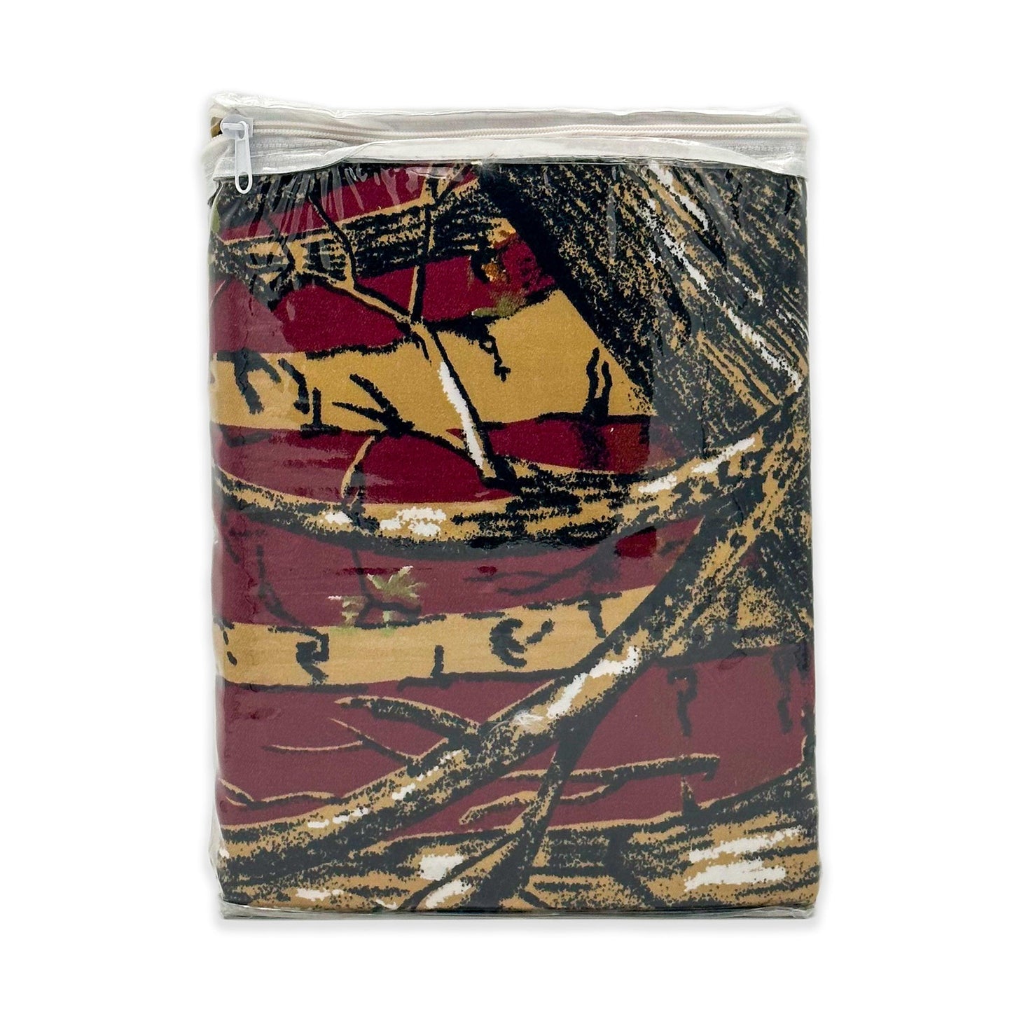 the woods | 5 pc. curtain set | burgundy camouflage nature - Home Revival Shop