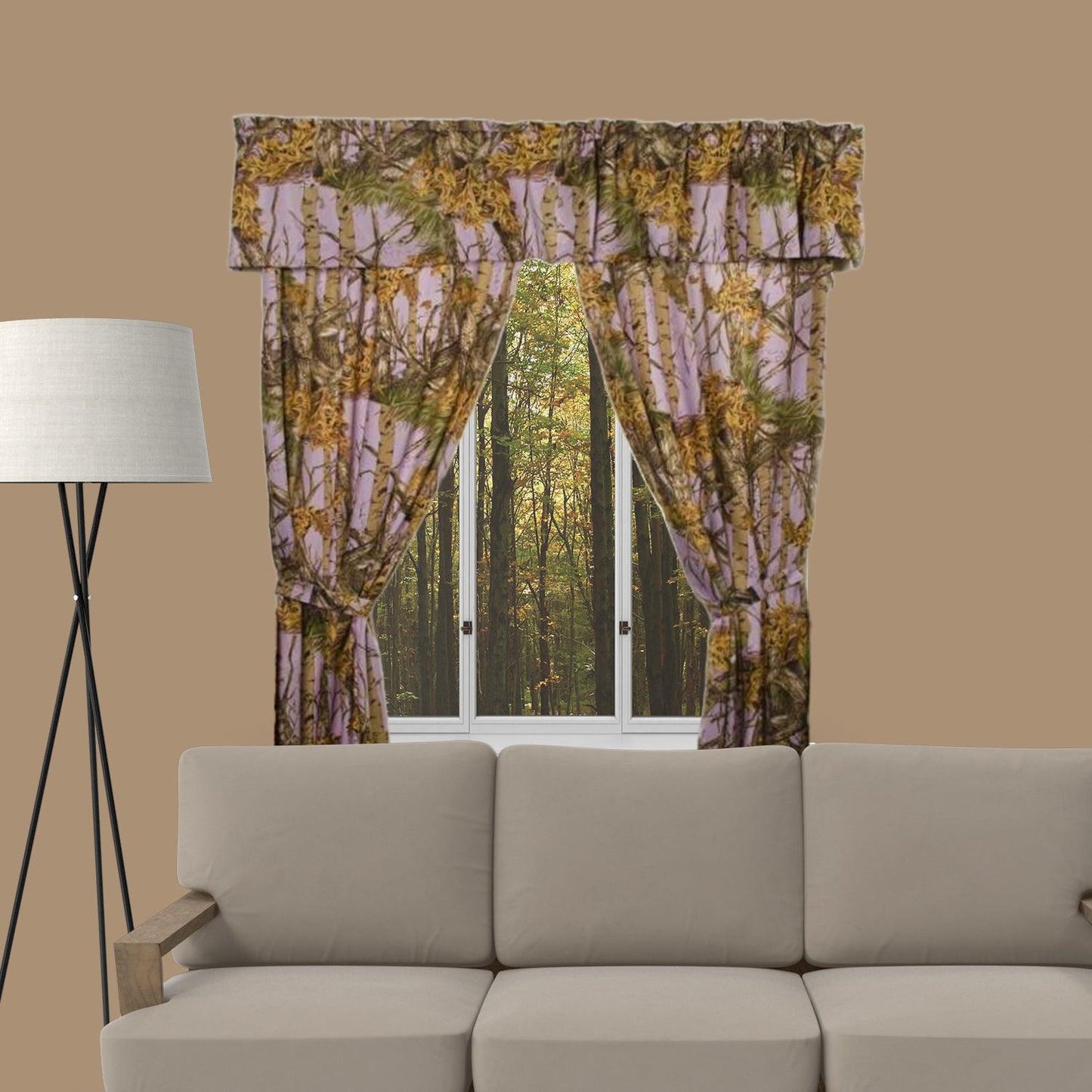 the woods | 5 pc. curtain set | lavender camouflage - Home Revival Shop