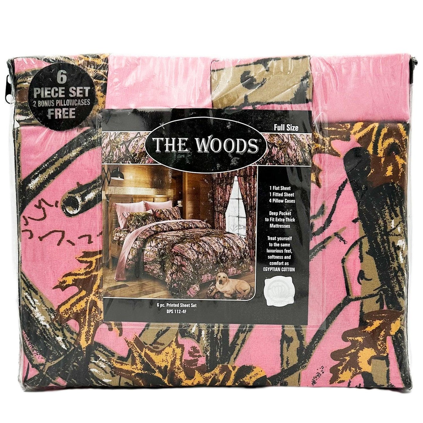The Woods 6 Piece Printed Sheet Set in Pink Camouflage, Size Full - Home Revival Shop