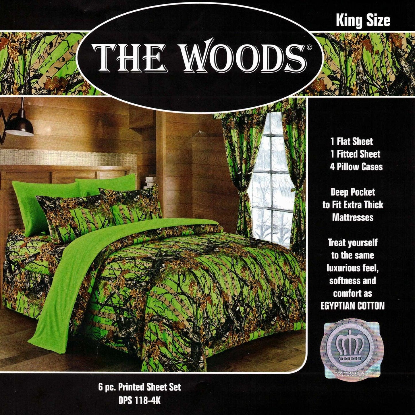The Woods - Green Camouflage 6 pc. Sheet Set Polyester Microfiber, Size KING - Home Revival Shop