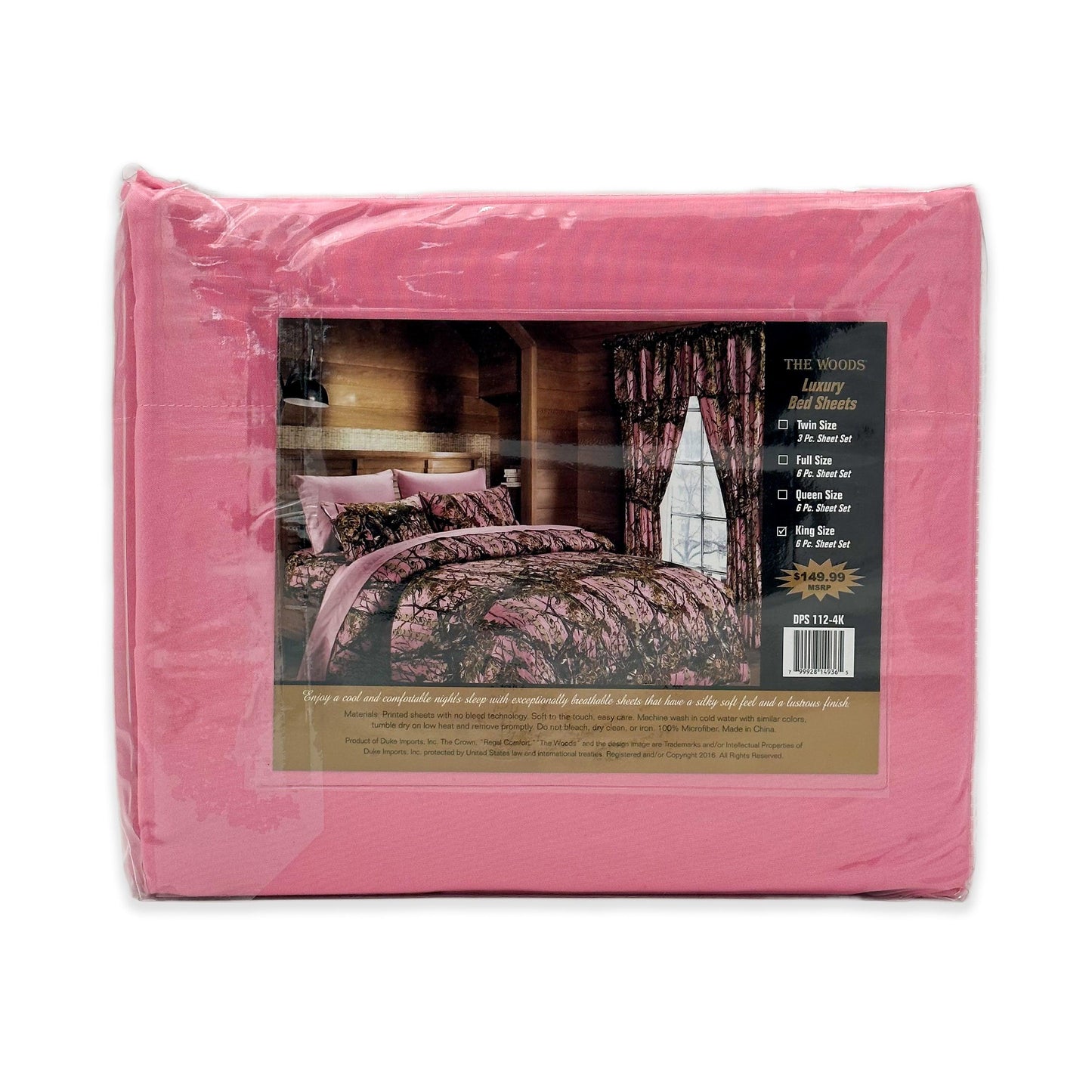 The Woods - Pink Camouflage 6 pc. Sheet Set Polyester Microfiber, Size KING - Home Revival Shop