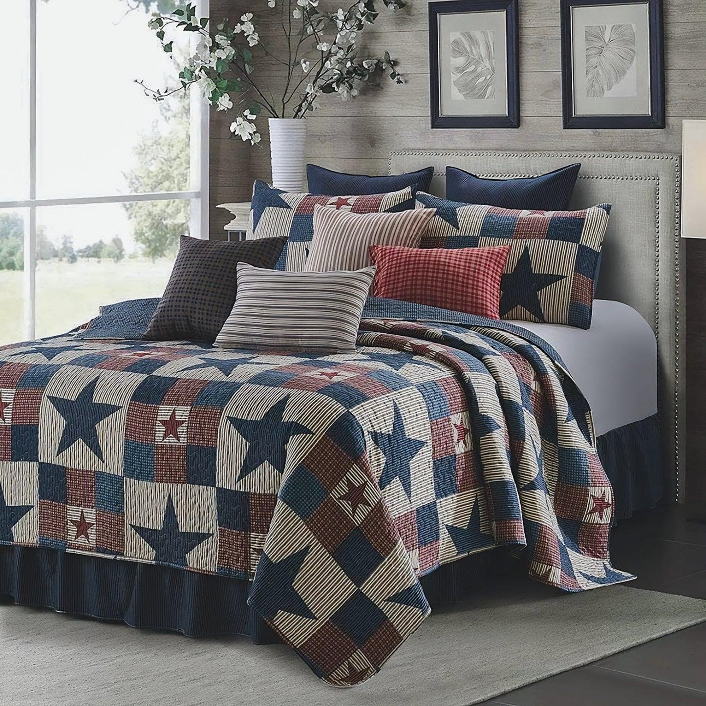 virah bella | quilt set 2 pc. | lightweight/reversible | rustic county | twin - Home Revival Shop