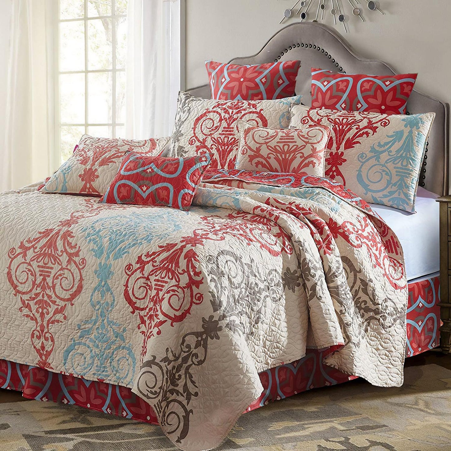 virah bella | quilt set 3 pc. | lightweight/reversible contemporary | king - Home Revival Shop