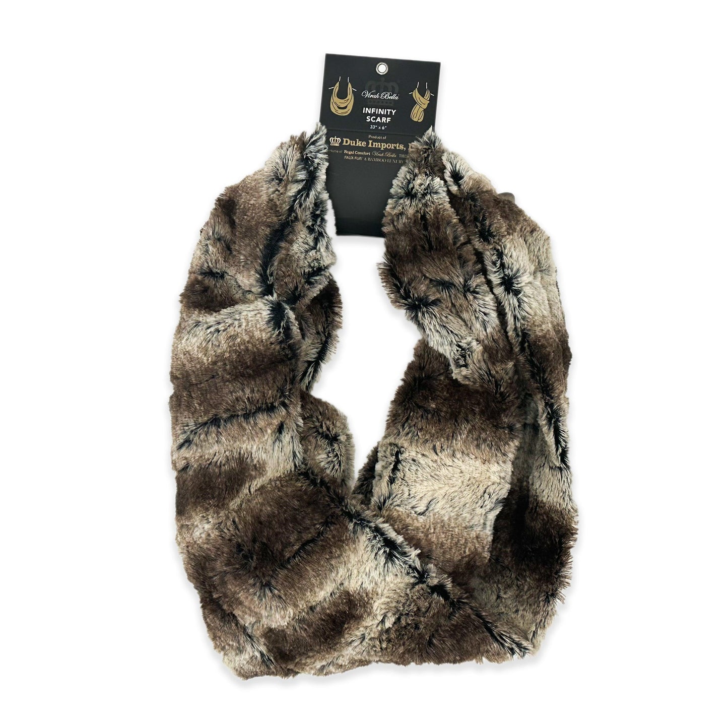 Virah Bella - Super Soft Alder Bark Infinity Scarf Faux Fur - 33" by 6" - Home Revival Shop