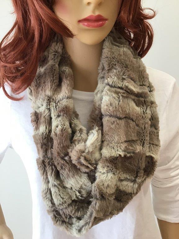 Virah Bella - Super Soft Alder Bark Infinity Scarf Faux Fur - 33" by 6" - Home Revival Shop