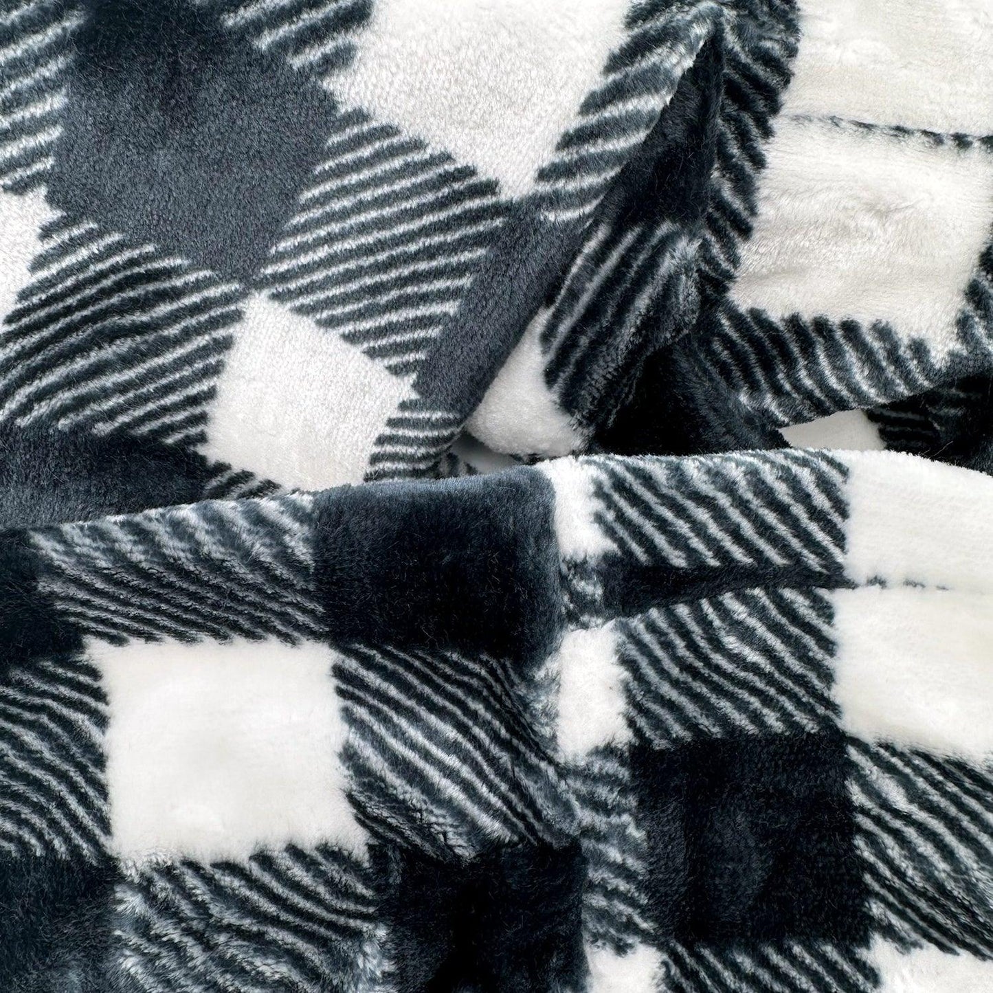 Virah Bella Infinity Scarf Black & White Plaid Fleece Soft | 33 In by 6 In - Home Revival Shop