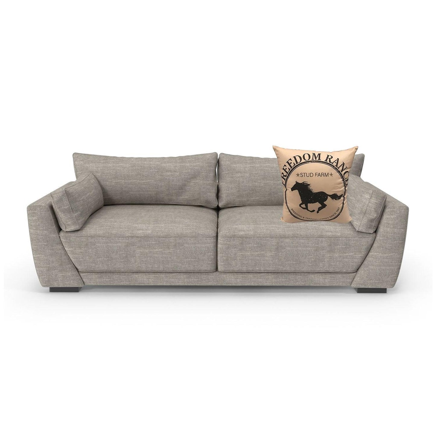 virah bella | freedom ranch decorative throw pillow tan/black | 18” square - Home Revival Shop