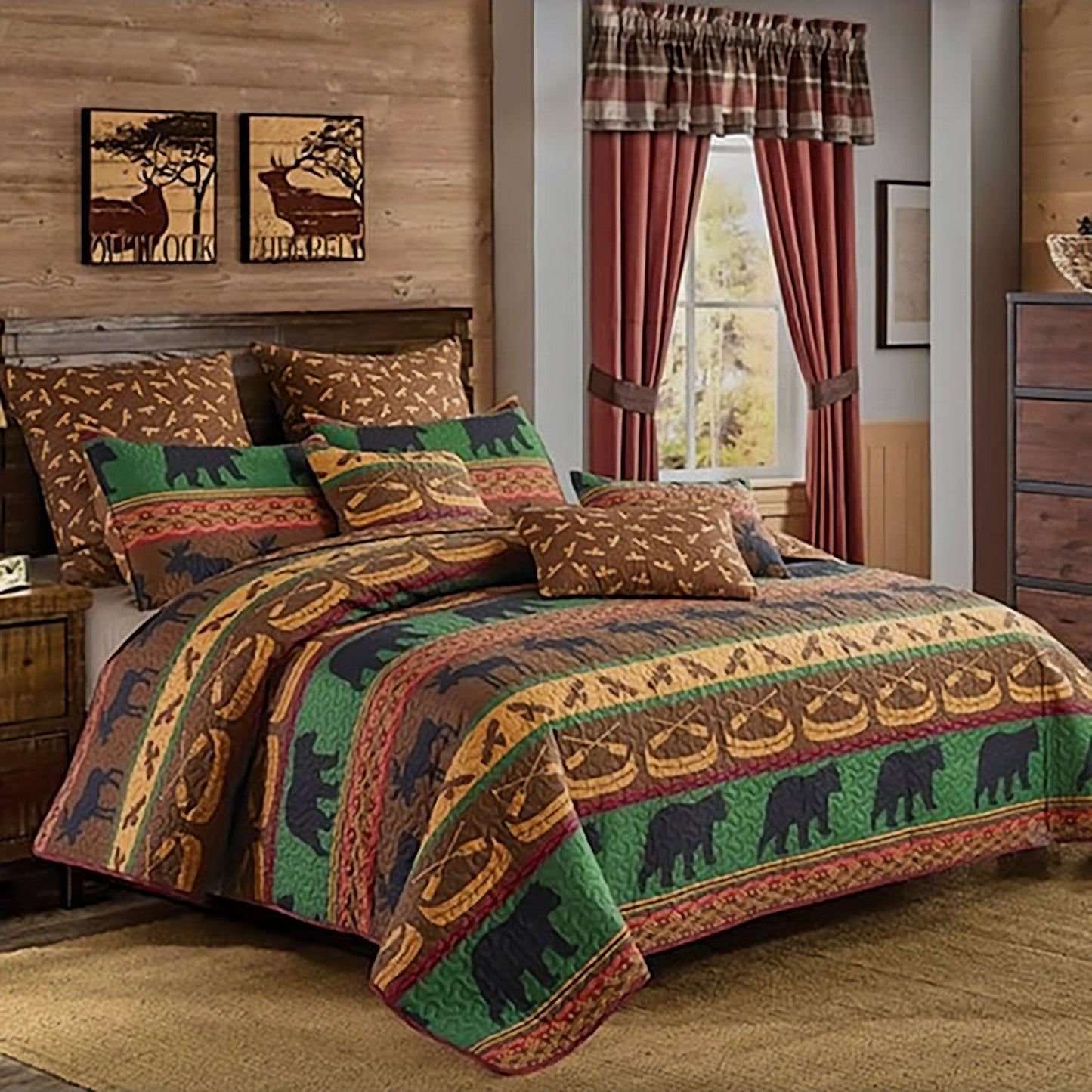 virah bella | quilt set 2 pc. | lodge style light-weight/reversible | twin - Home Revival Shop